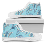 Dolphin Print Pattern High Top Shoes For Women, Shoes For Men Custom Shoes