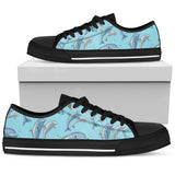 Dolphin Print Pattern Low Top Shoes For Women White, Black Custom Shoes