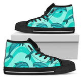Dolphin Wave Print High Top Shoes For Women, Shoes For Men Custom Shoes