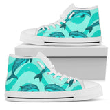 Dolphin Wave Print High Top Shoes For Women, Shoes For Men Custom Shoes
