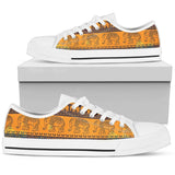 Elephant Aztec Low Top Shoes For Women White, Black Custom Shoes