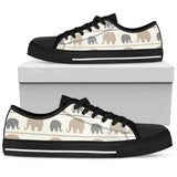 Elephant Cute Low Top Shoes For Women White, Black Custom Shoes