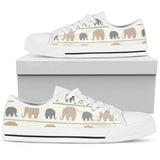 Elephant Cute Low Top Shoes For Women White, Black Custom Shoes