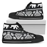 Elephant Pattern High Top Shoes For Women, Shoes For Men Custom Shoes
