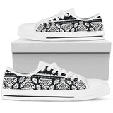 Elephant Pattern Low Top Shoes For Women White, Black Custom Shoes