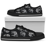 Elephant Tribal Low Top Shoes For Women White, Black Custom Shoes