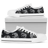 Elephant Tribal Low Top Shoes For Women White, Black Custom Shoes