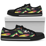 Fishing Bait Print Low Top Shoes For Women White, Black Custom Shoes