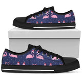 Flamingo Christmas Low Top Shoes For Women White, Black Custom Shoes