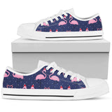 Flamingo Christmas Low Top Shoes For Women White, Black Custom Shoes