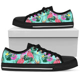Flamingo Cyan Pattern Low Top Shoes For Women White, Black Custom Shoes
