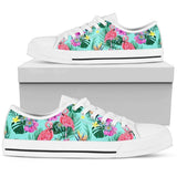 Flamingo Cyan Pattern Low Top Shoes For Women White, Black Custom Shoes