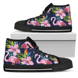 Flamingo Hibiscus Print High Top Shoes For Women, Shoes For Men Custom Shoes
