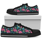 Flamingo Print Pattern Low Top Shoes For Women White, Black Custom Shoes