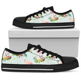 Flamingo Sweet Pattern Low Top Shoes For Women White, Black Custom Shoes