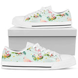 Flamingo Sweet Pattern Low Top Shoes For Women White, Black Custom Shoes