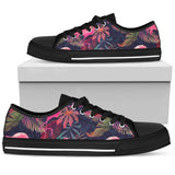 Flamingo Tropical Pattern Low Top Shoes For Women White, Black Custom Shoes