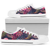 Flamingo Tropical Pattern Low Top Shoes For Women White, Black Custom Shoes