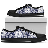 Floral Infrared Pattern Low Top Shoes For Women White, Black Custom Shoes