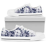 Floral Infrared Pattern Low Top Shoes For Women White, Black Custom Shoes