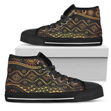 Gold African Design High Top Shoes For Women, Shoes For Men Custom Shoes