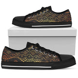 Gold African Design Low Top Shoes For Women White, Black Custom Shoes