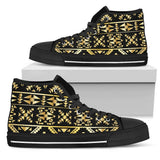 Gold Aztec Tribal High Top Shoes For Women, Shoes For Men Custom Shoes