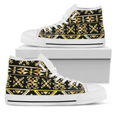 Gold Aztec Tribal High Top Shoes For Women, Shoes For Men Custom Shoes