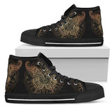 Gold Butterfly Ornamental High Top Shoes For Women, Shoes For Men Custom Shoes
