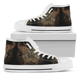 Gold Butterfly Ornamental High Top Shoes For Women, Shoes For Men Custom Shoes
