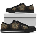 Gold Butterfly Ornamental Low Top Shoes For Women White, Black Custom Shoes