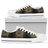 Gold Butterfly Ornamental Low Top Shoes For Women White, Black Custom Shoes