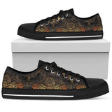 Gold Dragonfly Mandala Low Top Shoes For Women White, Black Custom Shoes