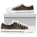Gold Dragonfly Mandala Low Top Shoes For Women White, Black Custom Shoes