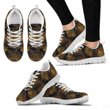Gold Dragonfly Mandala White Sneakers Shoes For Women, Men