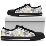 Gold Glitter Tropical Palm Leaves Low Top Shoes For Men, Women