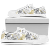 Gold Glitter Tropical Palm Leaves Low Top Shoes For Men, Women