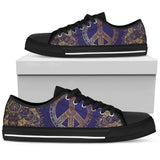Gold Mandala Peace Low Top Shoes For Women White, Black Custom Shoes