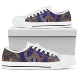 Gold Mandala Peace Low Top Shoes For Women White, Black Custom Shoes