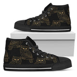 Gold Owl Pattern High Top Shoes For Women, Shoes For Men Custom Shoes