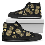 Gold Pineapple Hibiscus High Top Shoes For Women, Shoes For Men Custom Shoes