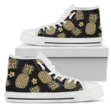 Gold Pineapple Hibiscus High Top Shoes For Women, Shoes For Men Custom Shoes