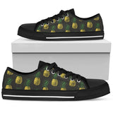 Gold Pineapple Low Top Shoes For Women White, Black Custom Shoes