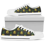 Gold Pineapple Low Top Shoes For Women White, Black Custom Shoes