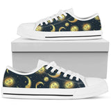 Gold Sun Moon Face Low Top Shoes For Men, Women