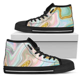 Gold Sweet Marble High Top Shoes For Women, Shoes For Men Custom Shoes