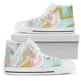 Gold Sweet Marble High Top Shoes For Women, Shoes For Men Custom Shoes