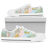 Gold Sweet Marble Low Top Shoes For Women White, Black Custom Shoes