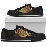 Golden Sea Turtle Low Top Shoes For Women White, Black Custom Shoes