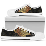 Golden Sea Turtle Low Top Shoes For Women White, Black Custom Shoes